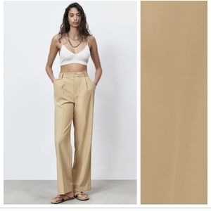 Zara Tan/Khaki Straight Leg High Rise Trouser